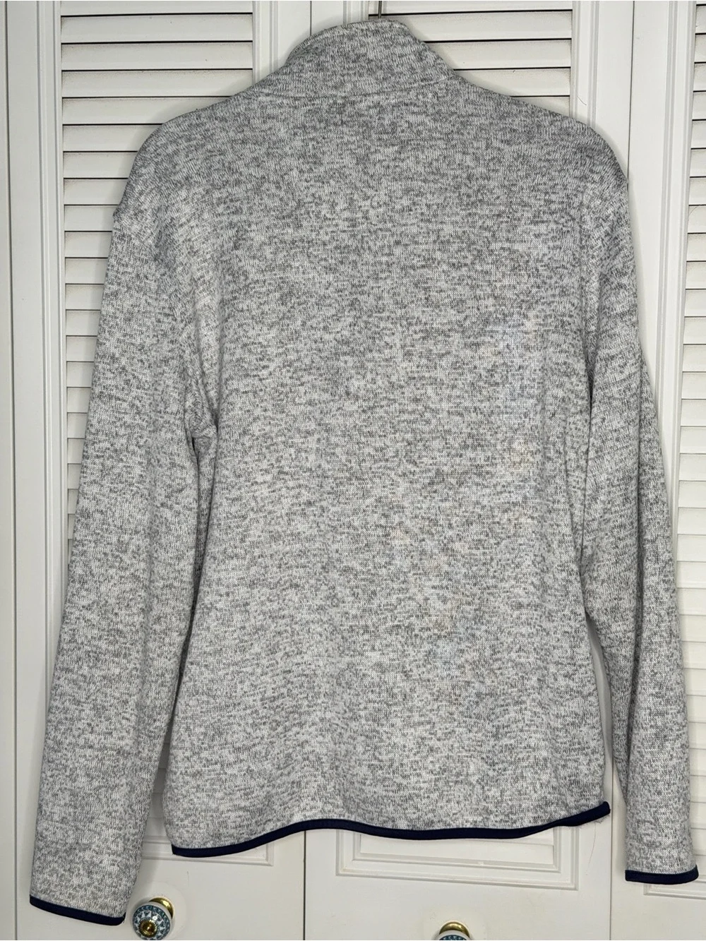 Nautica Men's Gray Heathered Quarter-Zip Sweater Fleece Pullover
